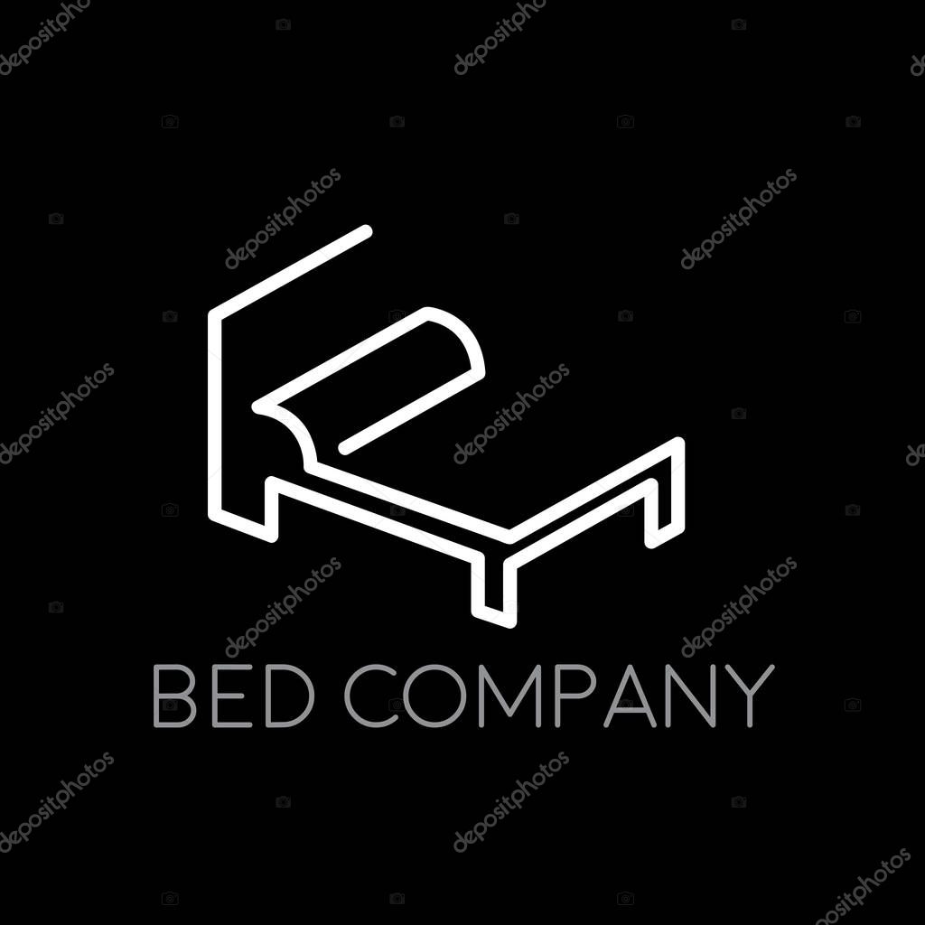 Vector sign stylized bed on black background