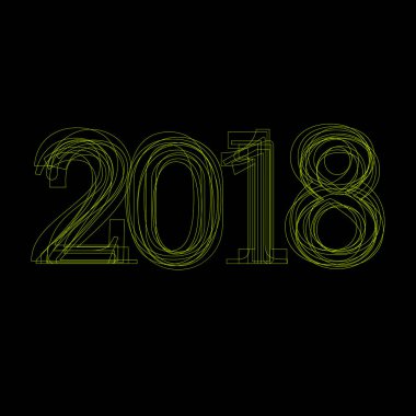 Yaratıcı metin 2018, yeni yıl için takvim. siyah yeşil ışık 
