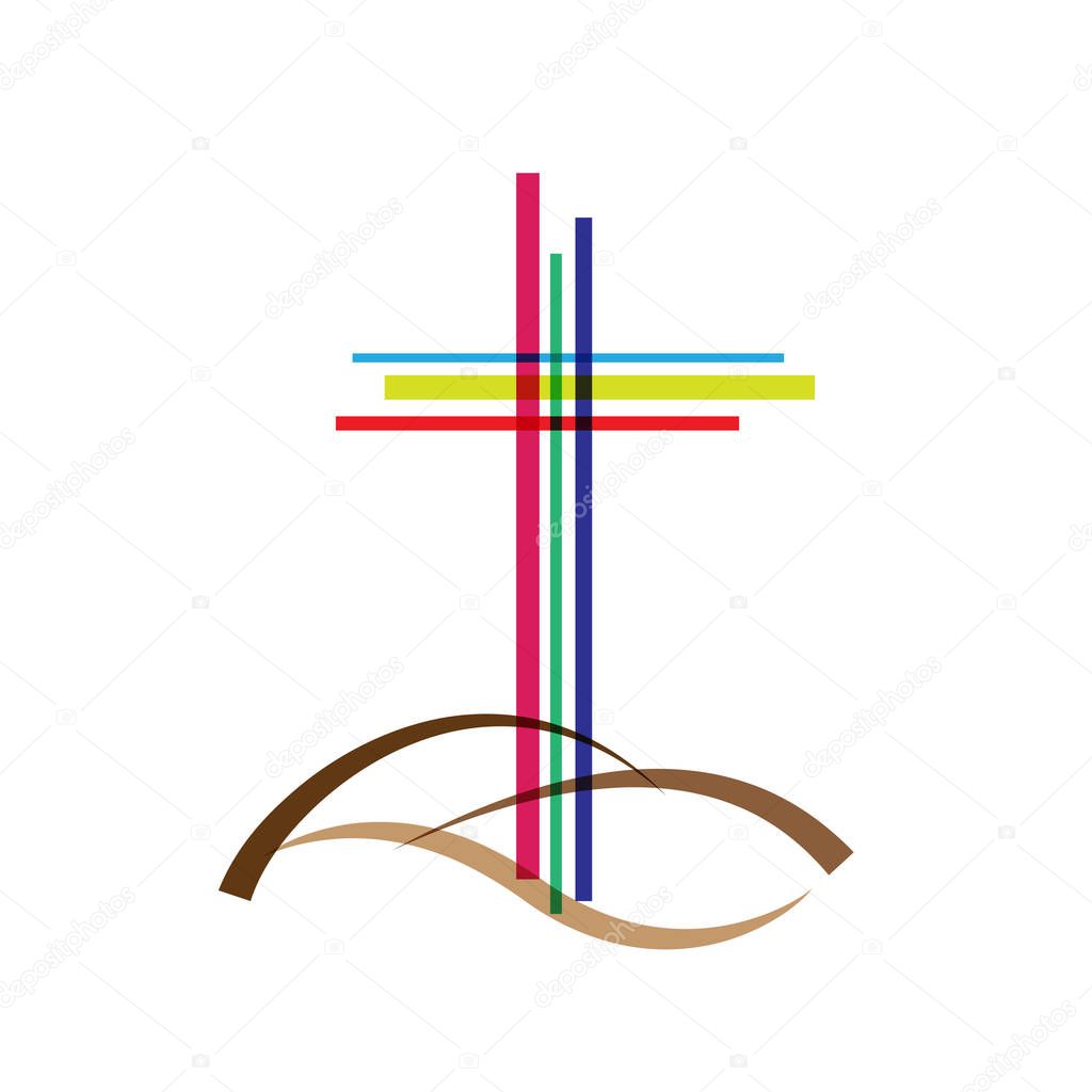 Vector abstract Christ crucifix; three crosses