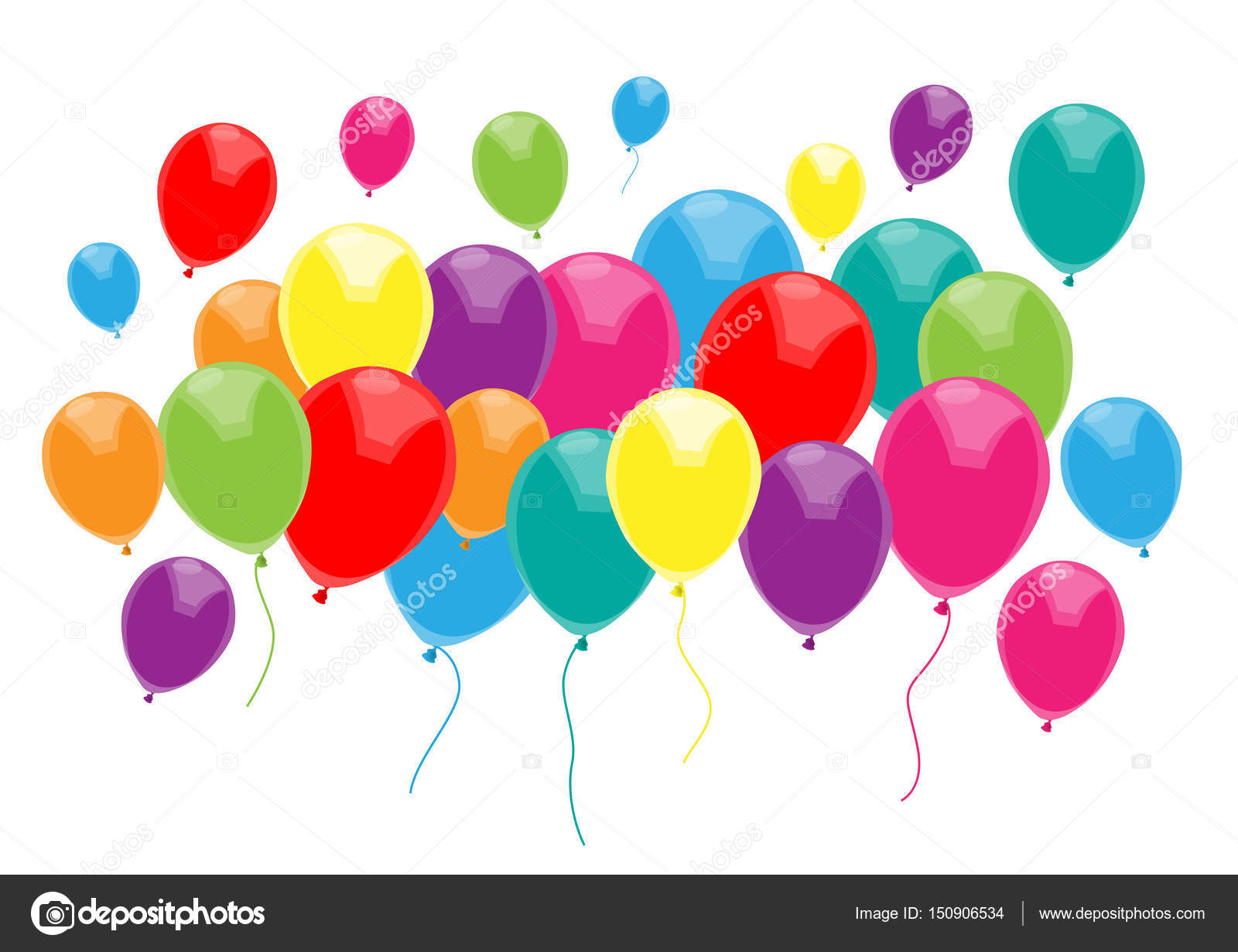 Bunte Luftballons auf weißem Hintergrund — Stockvektor ...