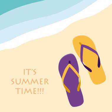 Vektör soyut flip flop sahilde, yaz konsepti