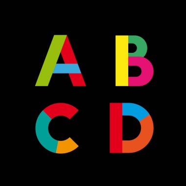 Vector abstract geometric letter A,B,C,D clipart