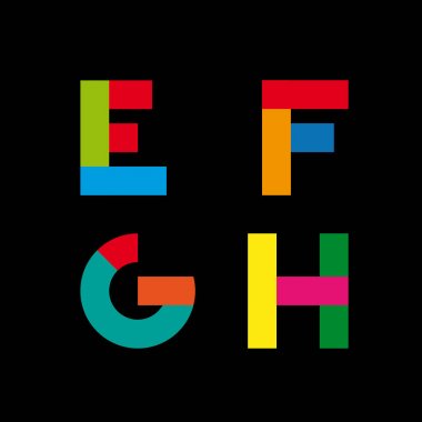 Soyut geometrik harf E, F, G, H vektör