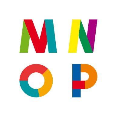 Soyut geometrik harf M, N, O, P vektör