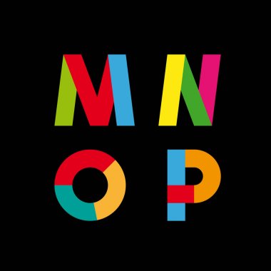 Soyut geometrik harf M, N, O, P vektör