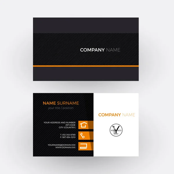 Vector cartão de visita elegante e profissional, laranja e preto —  Vetores de Stock