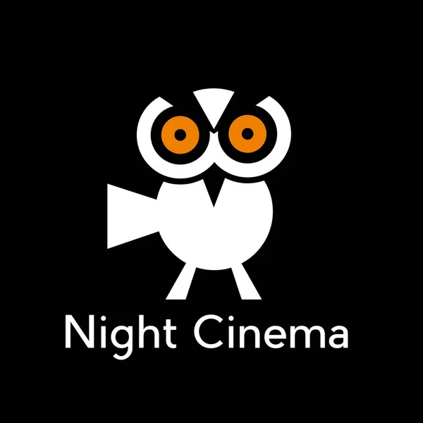 Vetor abstrato sinal noite cinema com coruja — Vetor de Stock