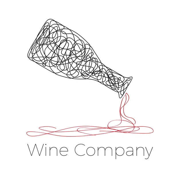 Vetor garrafa abstrata de vinho, desenho com linhas — Vetor de Stock