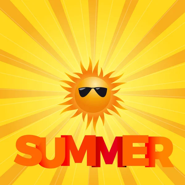 Vektor symbol solen med text, sommaren koncept — Stock vektor
