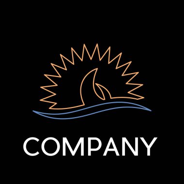 Güneş ve yelken, siyah b lineer tarzda vektör işareti soyut