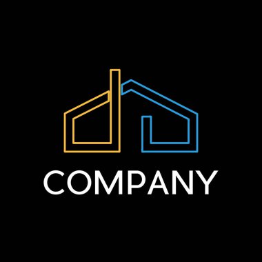 Vektör işareti soyut çizgili blac üzerinde lineer tarzda ev