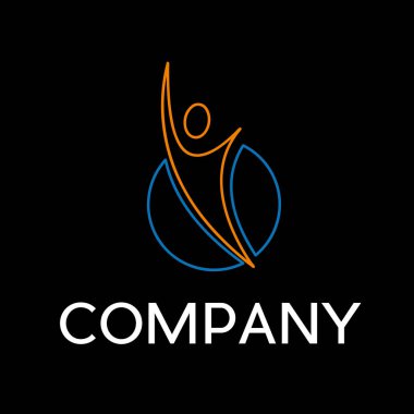 Mutlu adam, siyah backgro üzerinde lineer tarzda vektör işareti soyut