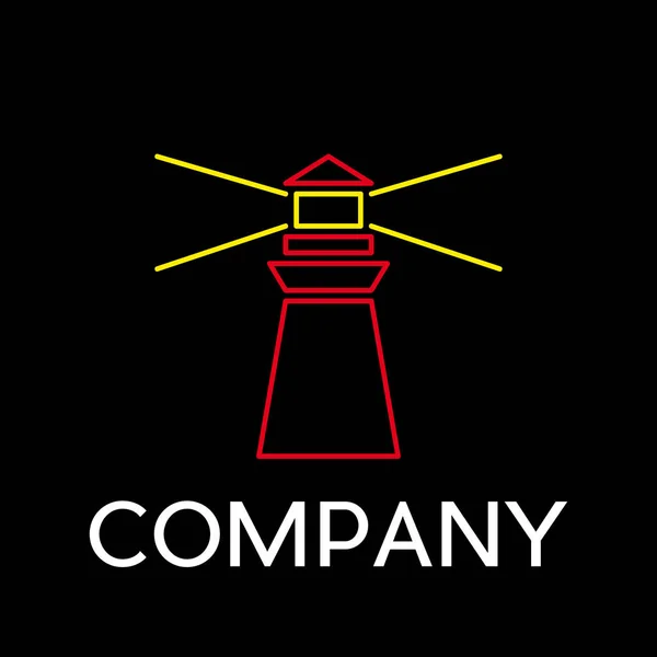 Vektor-Zeichen Leuchtturm, im linearen Stil auf schwarzem Hintergrund — Stockvektor