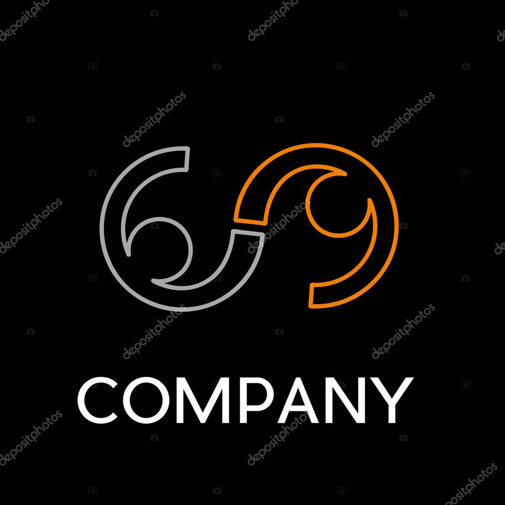 Vector sign abstract friendship infinity, in linear style on black background