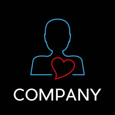 Siyah arka plan üzerine stilize erkekte vektör kalp