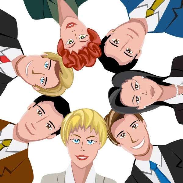 Bir grup gökyüzü arka plan üzerinde bir daire içinde insan. Vektör illustra