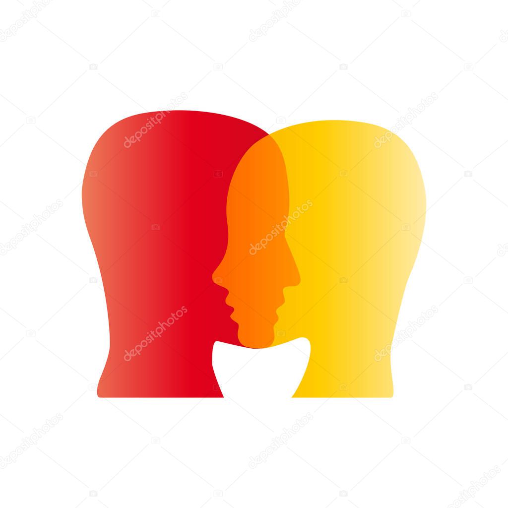 Vector sign abstract dual personality, couple in love