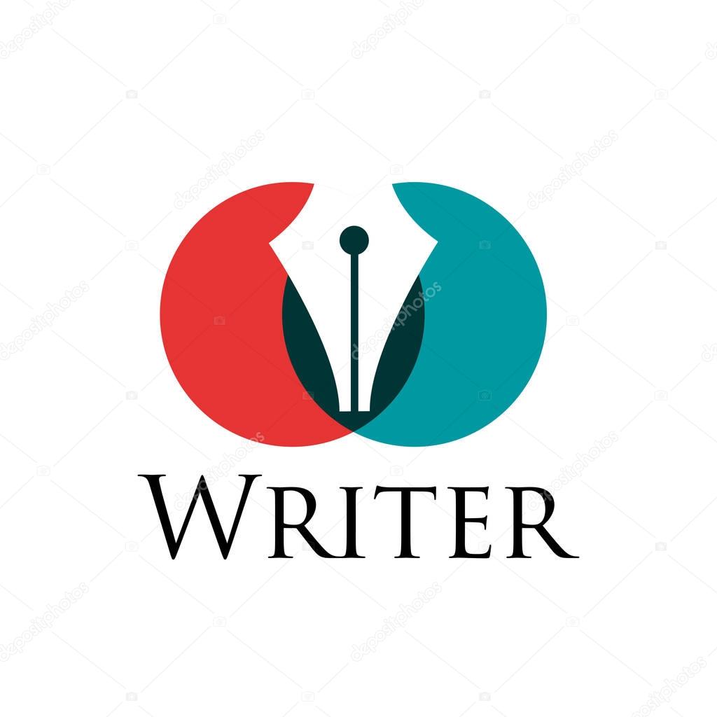 Vector sign writer. Fountain pen in two circles