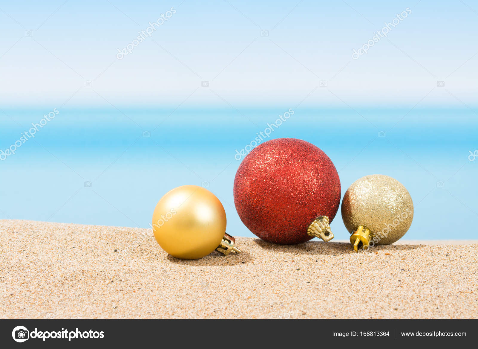 Christmas Tree Decorations On The Beach In Tropical Concept Of