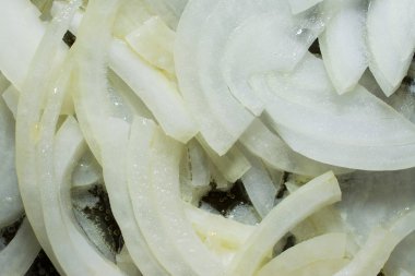 Arka planda soyut şekli, makro fotoğrafçılık. Soğan dilimleri