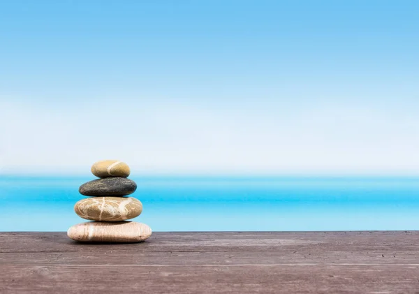 Tropical sea seen from the boat. Stones on table with copy space — Stock Photo, Image