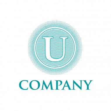 Zarif vektör monogram ilk harf U with güneş ve dalgalar