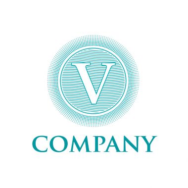 Zarif vektör monogram ilk V harfi güneş ve dalgalar