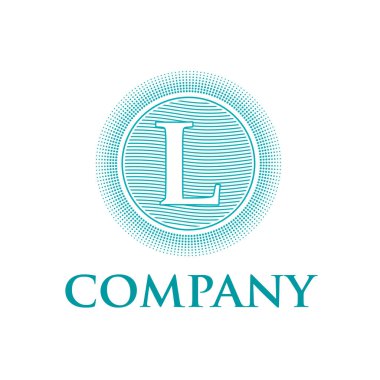 Zarif vektör monogram ilk harf L with güneş ve dalgalar