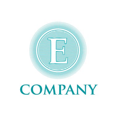 Zarif vektör monogram ilk harf E with güneş ve dalgalar