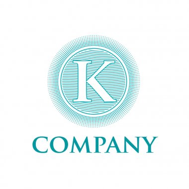 Zarif vektör monogram ilk harf K with güneş ve dalgalar