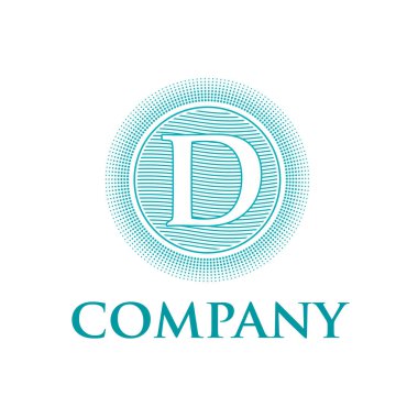 Zarif vektör monogram ilk harf D with güneş ve dalgalar