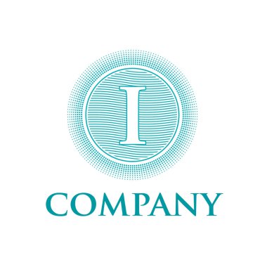 Zarif vektör monogram ilk harf ı güneş ve dalgalar