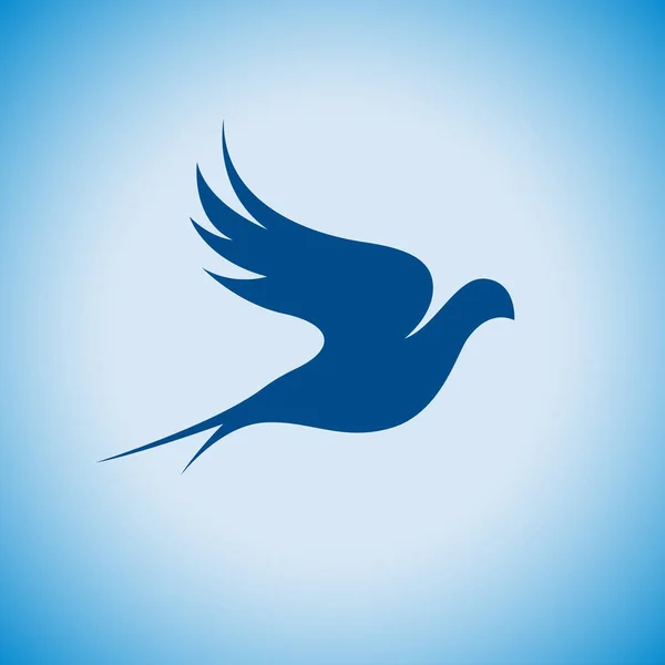 Vector teken abstract vogel in vlucht op blauwe hemel — Stockvector