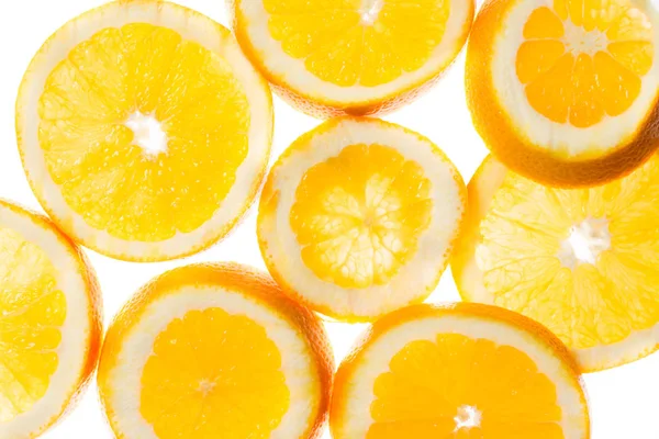 Slices of orange background, view in backlight — Stock Photo, Image