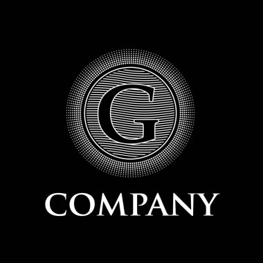 Zarif vektör monogram ilk harf G with güneş ve dalgalar