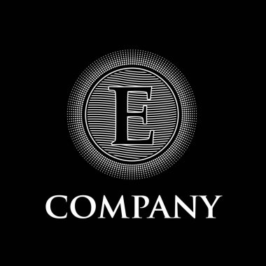 Zarif vektör monogram ilk harf E with güneş ve dalgalar