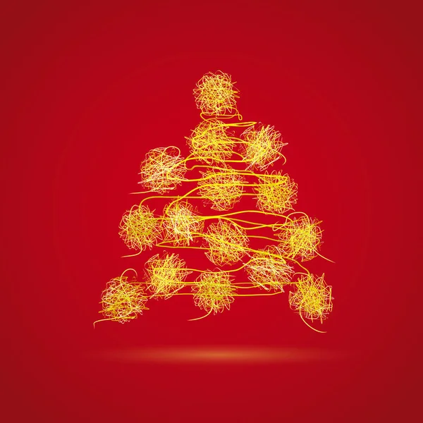 Albero di Natale fangoso con clew, carta vettoriale illustratio — Vettoriale Stock
