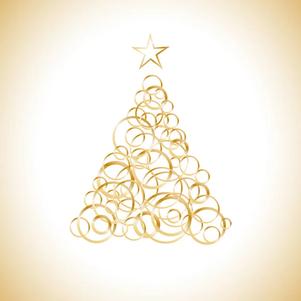Froher Weihnachtsbaum golden in abstrakten Formen. Vektor-Karte illu — Stockvektor