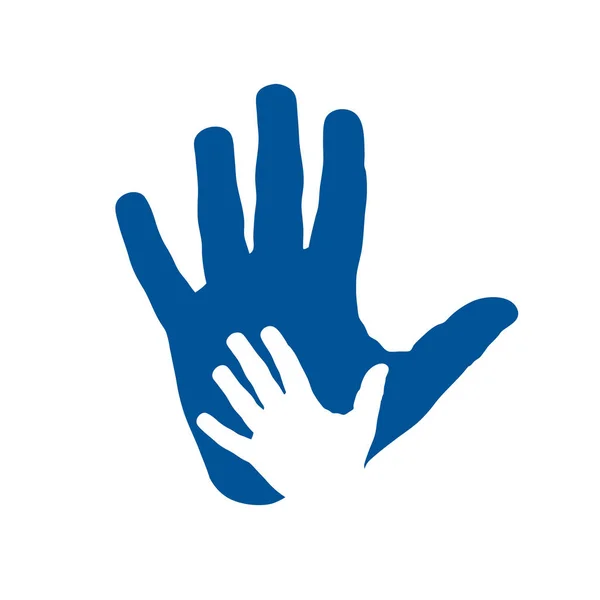 Vektor-Symbol zwei Hände, Hilfe und Solidarität. Vater und Sohn. Fußpedi — Stockvektor