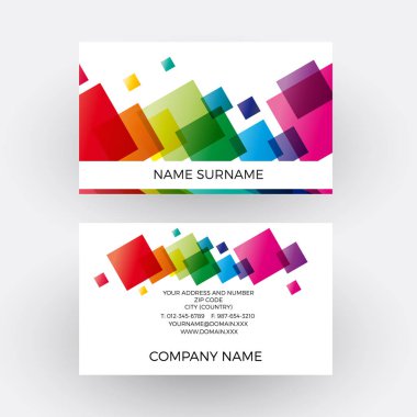 Vektör soyut gökkuşağı kareler ve piksel. Kartvizit