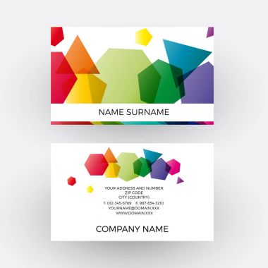 Vektör soyut geometrik gökkuşağı çokgenler. Kartvizit