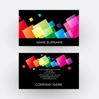 Vektör soyut gökkuşağı kareler ve piksel siyah arka plan üzerine . 