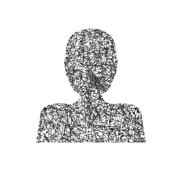 Vector teken menselijk hoofd krabbelde in zwart — Stockvector