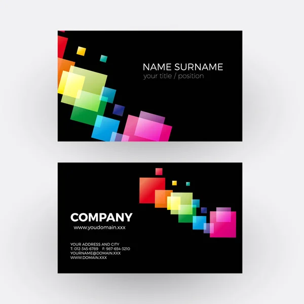 Vetor abstrato arco-íris quadrados e pixel sobre fundo preto  . —  Vetores de Stock