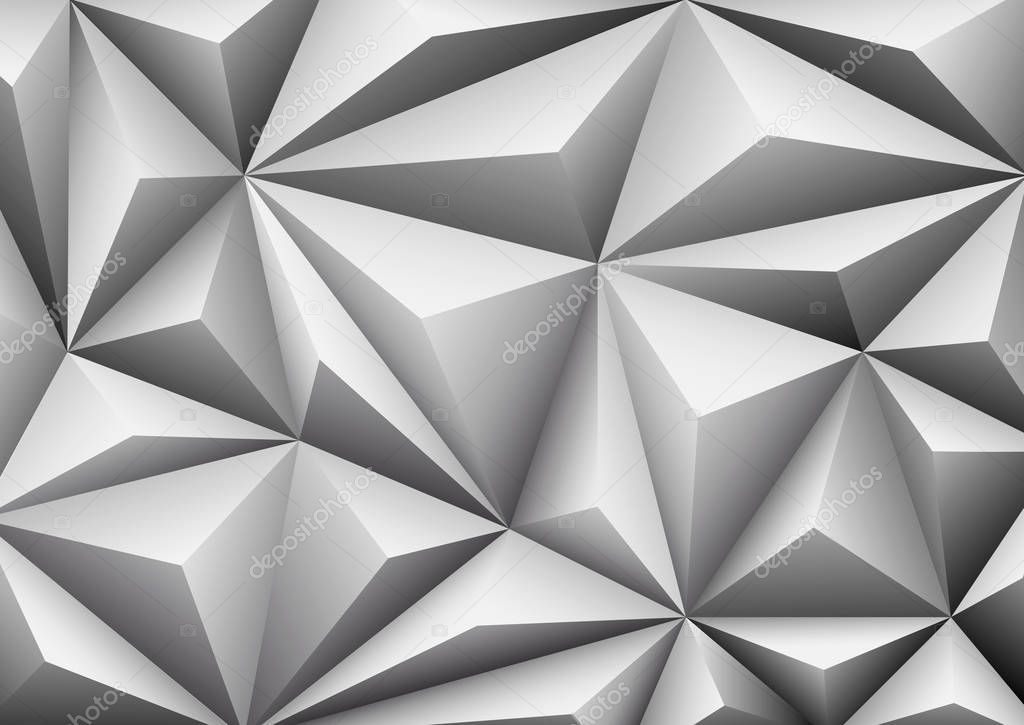 Abstract geometric white background. Folded paper in shape trian