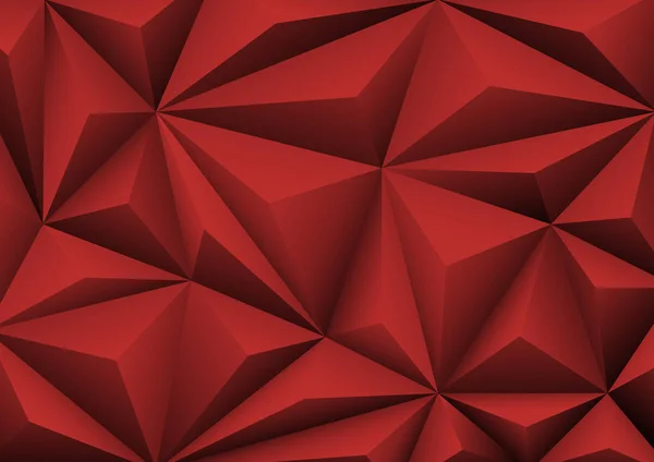 Fondo rojo geométrico abstracto. Papel plegado en forma de triángulo — Vector de stock