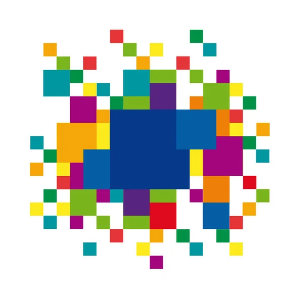 Cuadrados y píxeles geométricos abstractos del arco iris, fondo vectorial — Vector de stock