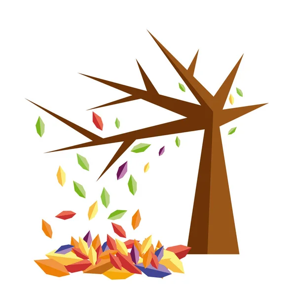 Векторный знак осень, дерево с опавшими листьями — стоковый вектор