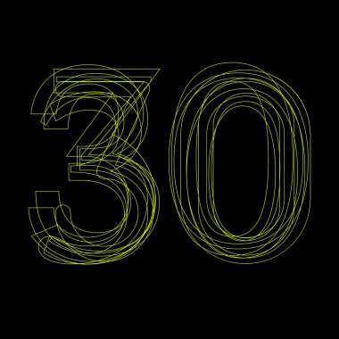 Vektör işareti 30, lineer floresan numara siyah yeşil ışık 
