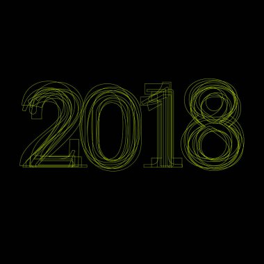 Yaratıcı metin 2018, yeni yıl için takvim. siyah yeşil ışık 